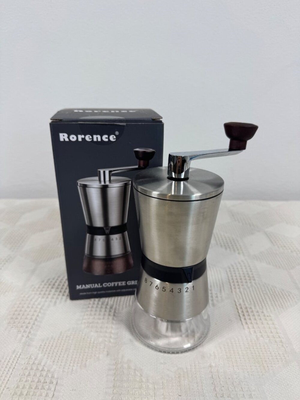 Rorence Manual Coffee Grinder w Adjustable Ceramic Burrs For Precision Grinding